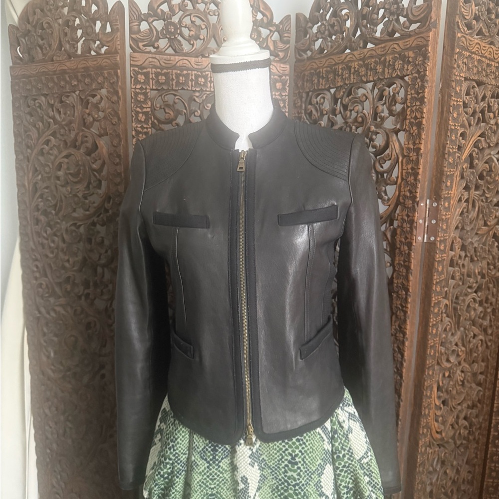 Diane Von Furstenberg Black Leather Jacket